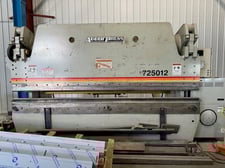 250 Ton, Accurpress #725012, hydraulic press brake, 12' overall, 124" between housing, 8" stroke, ETS CNC