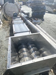 12" diameter x 15' long, Twin Stainless Steel Screw Conveyor, 6" & 8" pitch screw, 33" L x 34" W inlet
