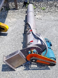 9" diameter x 6.9' long, Metalfab, Stainless Steel Screw Conveyor, 1 HP, 240/460 V.