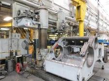8' -19" Carlton #4A, radial arm drill, 77" x50" base, power clamping & elevation, coolant, 1996