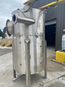 600 gallon Stainless Steel Tank, 48" dia. x 78" straight side, 20" dia. manway, 8" top inlet, 6" tangential