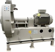 6180 cfm @ 68.2 S.P., Reitz/Phelps, radial fan, 14" dia. inlet, 11" dia. outlet, 150 HP VFD, 3565 RPM, 460