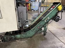 10" wide, Roach, inclined belt conveyor, 24" base, 56" incline, 46" discharge height