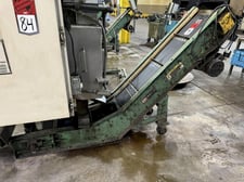 10" wide, Roach, inclined belt conveyor, 24" base, 56" incline, 46" discharge height