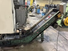 10" wide, Roach, inclined belt conveyor, 24" base, 56" incline, 46" discharge height