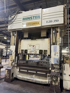 350 Ton, Minster Hevistamper #E2H-350-86-47-SG, straight side double crank press, 9.8" stroke, 23.6" Shut