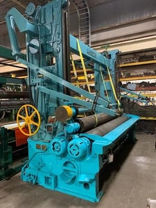 Langston, 2-drum slitter rewinder, 60" OD rewind capacity, pneumatic braking & edge guide system
