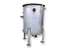 585 gallon Stainless Steel Tank, open top w/pipe coils, 51" dia. x 66" straight side, 2" dia. pipe coil, 2" &