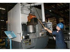 31.5" Okuma #V80RM, vertical turret lathe, 39.37" sw, 25" chk, 4.33" bore, 13-1250 RPM, 60 HP, OSP P200LA
