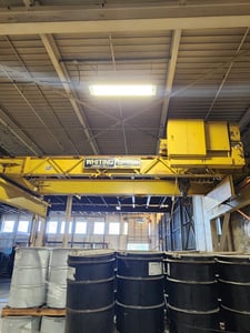 15 Ton, Whiting, double column bridge, 20' Span, single 15 ton hoist on center drive, pendant controller