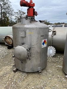 323 gallon Alloy Fabricators, 304 Stainless Steel tank, dished top & bottom, 42" dia. x 48" straight side