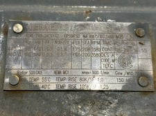 150 HP 3580 RPM Siemens 1LA53102AC91-Z, Frame 504TSD, 460 Volts, Atlas Copco 1080-2667-39, ZR/ZT110