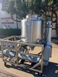 CIP Skid that includes approx 100 gallon tanks with Johnansing Iron Works shell & tube heat exchanger