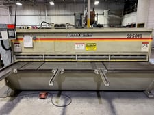 1/4" x 10' Accurshear #625010, hydraulic power squaring shear, front operated power back gauge, 1" x3" x124"