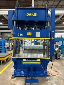 75 Ton, Dake #18-558, hydraulic press, 4-post downstroke type, floor standing, 23" stroke, 36" daylight