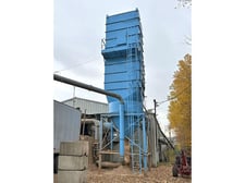 15285 cfm Belfab #RPJ26, baghouse pulse jet dust collector, 20" rotary air lock & transfer fan, 121 filter