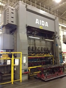 880 Ton, Aida #FT2-80, 142" bed, 15.7" stroke, 12-25 SPM, Windows, under power, very good
