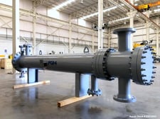 286 sq.ft., 171 psi shell, 221 psi tube, Xylem, Shell & Tube Heat Exchanger, horizontal, -20 to 500 F temp.