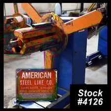 2500 lb. American Steel Line #60, single uncoiler, 18" width, 60" outside dimensions, 13"-20" ID, 3-arm