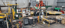10000 lb. UMC, banding line, 72" outside dimension, 4-Arm Turnstile w/ Pull off design, Downlayer, Conveyor