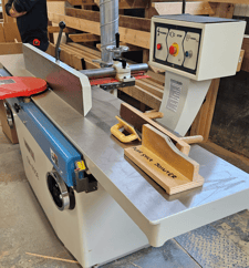 96" Holytek #CM-405BEHT-600, jointer with helical head, 7.5 HP, light used, like new, 2023