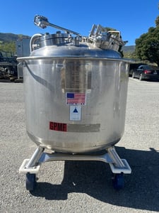 80 gallon Precision Stainless, 316L Stainless Steel tank, jacketed, 45 psi internal, dished bottom, 1992