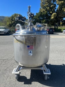 80 gallon Precision Stainless, reactor, 316L Stainless Steel, jacketed, 45 psi internal, dished bottom, 1992