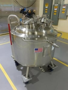 40 gallon Precision Stainless, reactor, 316L Stainless Steel, jacketed, 45 psi internal, dished bottom, 1991