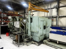.629" x 3.93" Asahi Okuma #APF-1513-5, 5-die progressive heading machine, roller feed, 1988