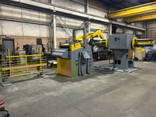 15000 lb. Coe Press Equipment, double end coil reel & straightener comb., 30" W x .06" stock, 3-leaf mandrel