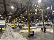 3 Ton, Budgit overhead free standing crane system, 14' wide x 130' long