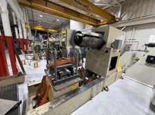 10000 lb. Dallas #DPR-10000x24, motorized coil reel with car & peeler, threader & hold down station, 1995