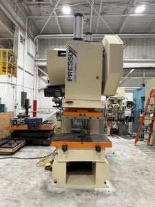 130 Ton, Pressix #130CNR6, metal stamping gap frame back geared Press, adjustable stroke, 16.9" Shut Height