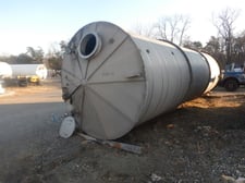 10000 gallon Northland Stainless Steel tank, 96" dia. x 312" straight side, flat sloped bottom 1981