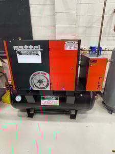 7 HP Mattei #Blade-5-HHX, rotary vane air compressor, 25 scfm, 175 psi, 80 gallon tank mounted, 2016