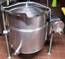 40 gallon Cleveland #KEL-40-T, electric steam kettle, 2" TDO, Stainless Steel spring loaded cover