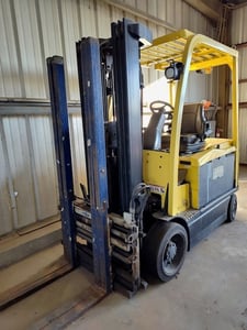 6500 lb. Hyster #E65XN-40, electric forklift, 48 V., 2 mast, cushion tires, side shift, 2014