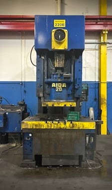 220 Ton, Aida #C7-20(1), 6" stroke, 69.9" x33" bed, 35-65 SPM, air clutch/brake, 1979