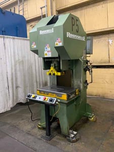 70 Ton, Rousselle #G1-70-4, gap frame press, Rockford SSC1500 Control, 4" stroke, 10 HP, 1998