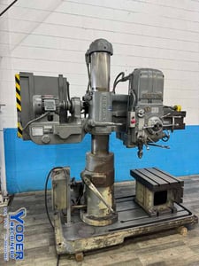 3' -9" Carlton #1A, radial arm drill, 31" x 39-1/2" base area, #4MT, power elevation & clamp
