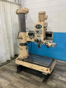 2.6'-8" Tai-Pin #TRP720, radial arm drill, 36" x 25" base area, #4MT, coolant, 2 HP, 1987