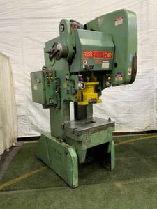 60 Ton, Bliss #C-60, OBI press, 4" stroke, 14-1/4" Shut Height, 11" throat, 3" adjustment, air brake
