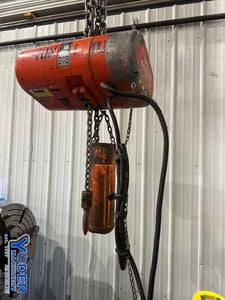 2 Ton, Cm #R Loadstar, electric chain hoist, 16" hook to hook, 8 FPM, 1 HP pendant Control