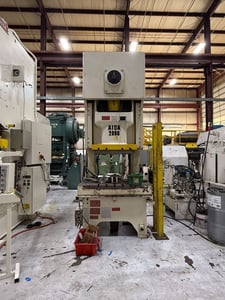 Image for 220 Ton, Aida #NC1-2000(1), gap frame mechanical press, 9.84" stroke, 17.72" Shut Height, 4.33" adj., 54.7" x33.1" bed, 25-50 SPM, air clutch & brake, 2010