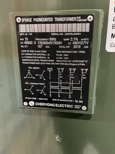 75 KVA 4800 Delta Primary, 480Y/277 Secondary, 3 phase, Padmount Transformer, New