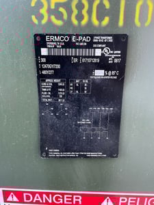 300 KVA 12470GY/7200 Primary, 480Y/277 Secondary, Ermco 3 phase, Padmount Transformer, New