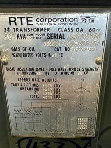 300 KVA 13200GY/7620 Primary, 208Y/120 Secondary, 3 phase, Padmount Transformer