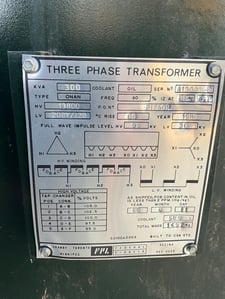 300 KVA 13800 Delta Primary, 208Y/120 Secondary, 3 phase, Padmount Transformer