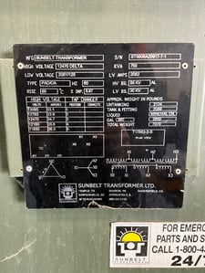 750 KVA 12470 Delta Primary, 208Y/120 Secondary, 3 phase, Padmount Transformer