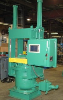 393 Ton, 27" x 24", 22" daylight, 16" stroke, 20" ram, push-back cyls, Omron PLC, 10 HP, #1814